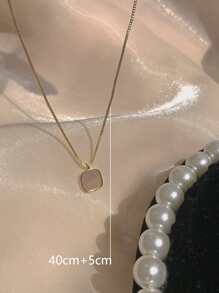 幾何吊墜項鍊 - 金黃色 - 查看 4