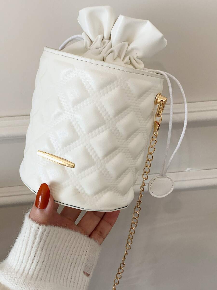 Mini Minimalist Quilted Drawstring Bucket Bag SHEIN USA