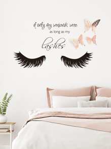 12pcs/set Butterfly Sticker & Eyelash Wall Sticker, Wall Art Decoration For Living Room, Bedroom - Multicolor - View 1