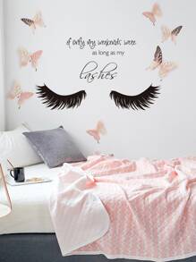12pcs/set Butterfly Sticker & Eyelash Wall Sticker, Wall Art Decoration For Living Room, Bedroom - Multicolor - View 2