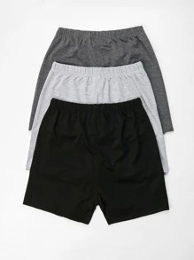 SHEIN Unity 3pcs Solid Elastic Waist Biker Shorts - Multicolor - View 2