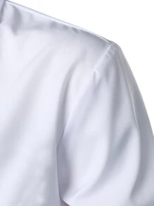 Manfinity Áo sơ mi Nam Nút phía trước màu trơn Công việc - trắng - Xem 5