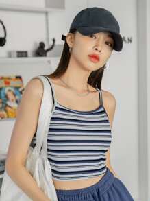 DAZY Áo hai dây Gân đan Sọc Giải trí - Nhiều màu - Xem 3