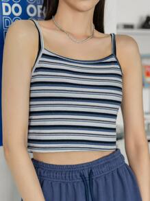 DAZY Áo hai dây Gân đan Sọc Giải trí - Nhiều màu - Xem 5