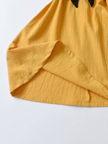Đầm Gái Thắt lưng màu trơn Dễ thương - Màu vàng - Xem 5