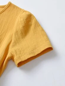 Đầm Gái Thắt lưng màu trơn Dễ thương - Màu vàng - Xem 7