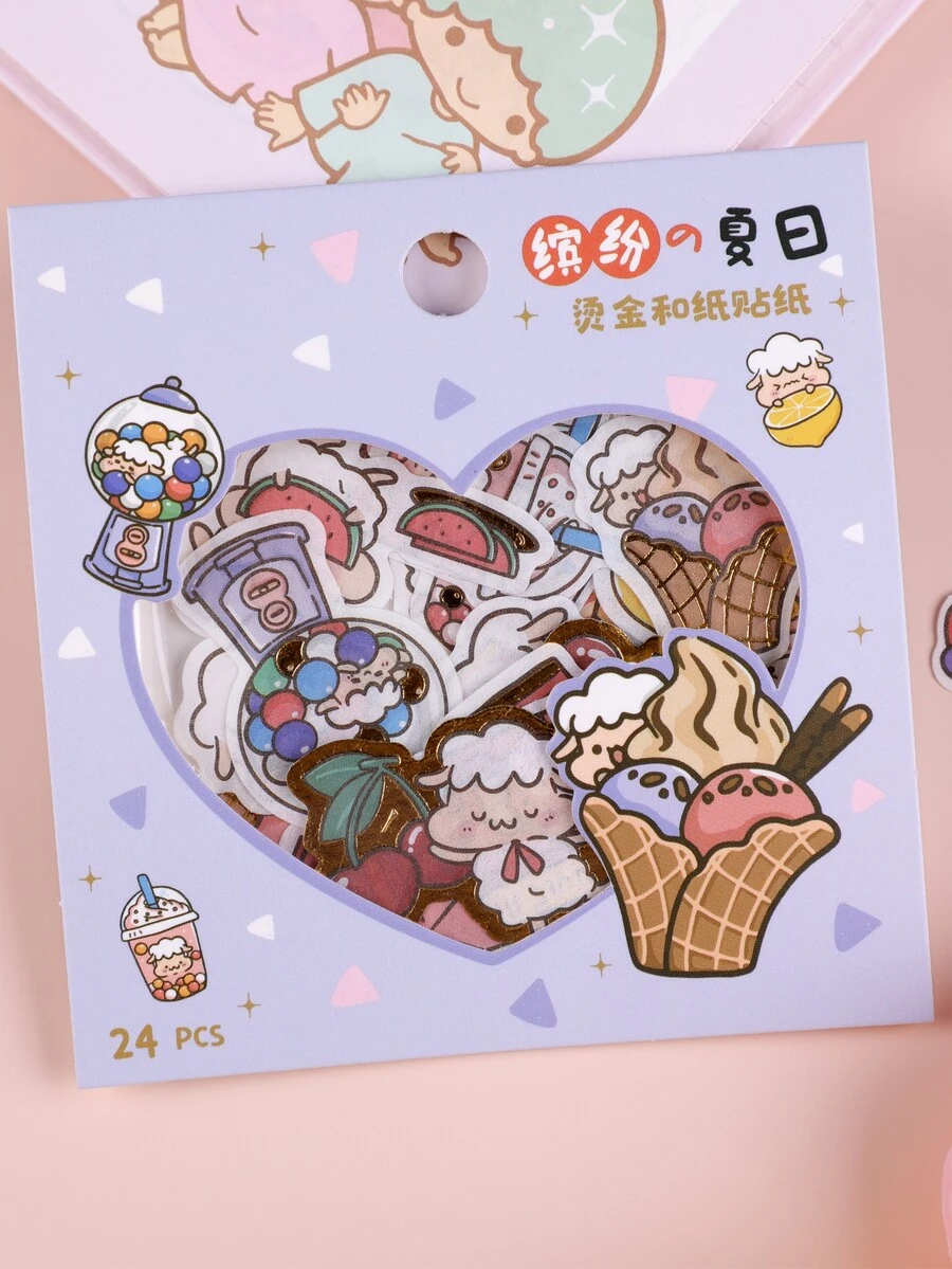 24 chiếc Hình dán Đồ họa Hoạt hình - Nhiều màu - Xem 1