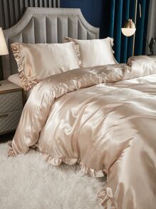 Ruffled Satin Duvet Cover Set (Comforter Not Included)