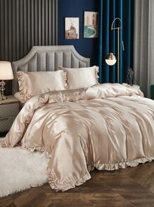 Ruffled Satin Duvet Cover Set (Comforter Not Included)