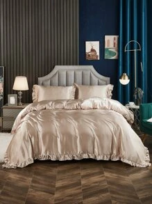 Ruffled Satin Duvet Cover Set (Comforter Not Included)