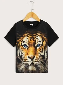 SHEIN Young Boy Tiger Print Tee