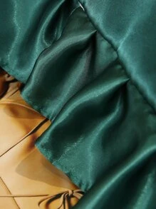 3pcs Satin Duvet Cover Set, Imitation Silk Bedding Set, Solid Color Quilt Cover Set (1pc Duvet Cover And 2pcs Pillowcases) - Green - View 3