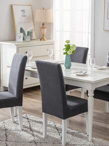 1入組提花素色椅套彈力滌綸沙發套適用於餐廳廚房婚禮宴會酒店 - 深灰色 - 查看 2