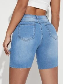 High Waist Ripped Denim Shorts