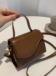 Túi vuông nắp gập bất đối xứng mini - Cà phê nâu - Xem 1