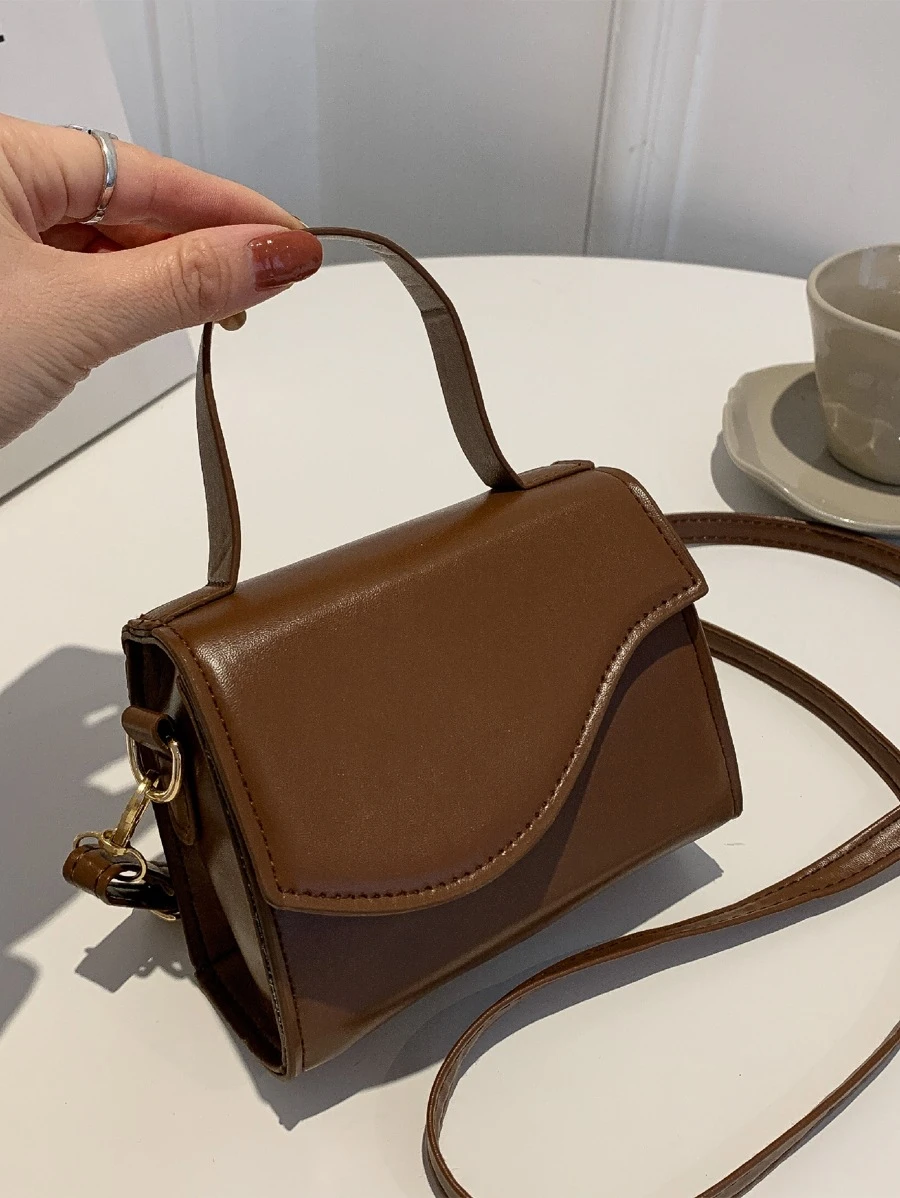 Túi vuông nắp gập bất đối xứng mini - Cà phê nâu - Xem 1