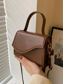 Túi vuông nắp gập bất đối xứng mini - Cà phê nâu - Xem 2