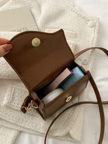 Túi vuông nắp gập bất đối xứng mini - Cà phê nâu - Xem 4
