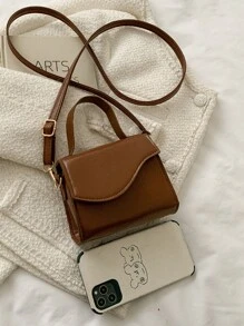 Túi vuông nắp gập bất đối xứng mini - Cà phê nâu - Xem 5