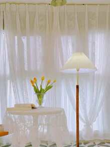 Rèm cửa đơn thêu ren - trắng - Xem 4