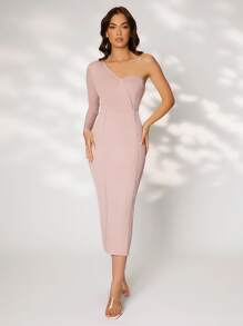 SHEIN One Shoulder Split Back Bodycon Dress