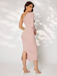 SHEIN One Shoulder Split Back Bodycon Dress