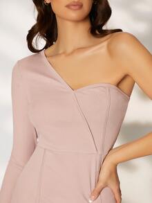 SHEIN One Shoulder Split Back Bodycon Dress