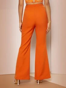 SHEIN Neon Orange Flare Leg Suit Trousers - Orange - View 2