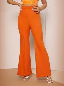 SHEIN Neon Orange Flare Leg Suit Trousers - Orange - View 5