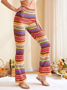 SHEIN 幾何圖案喇叭褲 - 彩色 - 查看 5