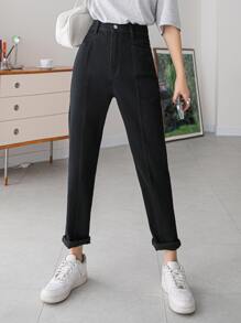 DAZY Quần jean ống côn lưng cao - màu đen - Xem 1