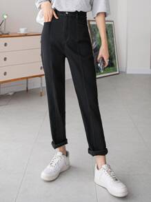 DAZY Quần jean ống côn lưng cao - màu đen - Xem 2