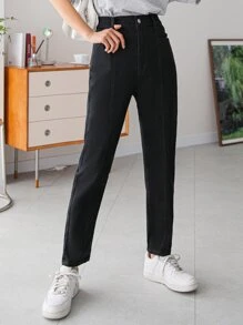 DAZY Quần jean ống côn lưng cao - màu đen - Xem 5