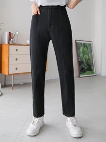 DAZY Quần jean ống côn lưng cao - màu đen - Xem 6