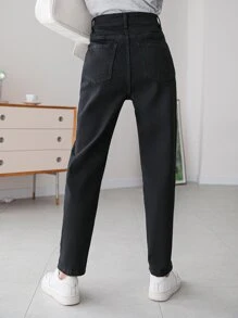 DAZY Quần jean ống côn lưng cao - màu đen - Xem 8