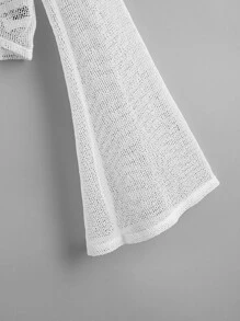 SHEIN Plus Size Tie Front Mesh Kimono Summer - White - View 3