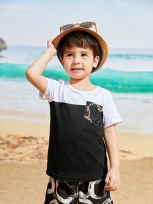 Tops con trai lớn Túi Khối Màu Họa tiết Chain Giải trí - màu đen - Xem 1