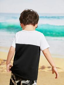 Tops con trai lớn Túi Khối Màu Họa tiết Chain Giải trí - màu đen - Xem 2