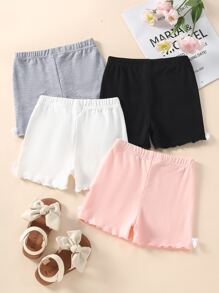 小女童4入組蝴蝶結細節木耳邊騎行褲