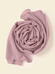 1 件女士海滩配饰纯色雪纺海滩披肩防晒围巾适合日常使用头带柔软头巾长袍配饰面纱衣服 - 藕粉色 - 查看 4