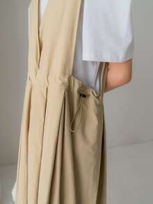 DAZY Đầm Nút Cắt ra màu trơn Giải trí - Màu Khaki - Xem 6