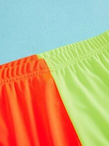 Girls Two Tone Letter Embroidery Tee & Shorts - Multicolor - View 5