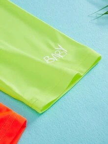 Girls Two Tone Letter Embroidery Tee & Shorts - Multicolor - View 8