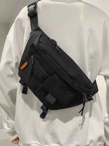 Large Capacity Knot Decor Bum Bag - Black - View 1