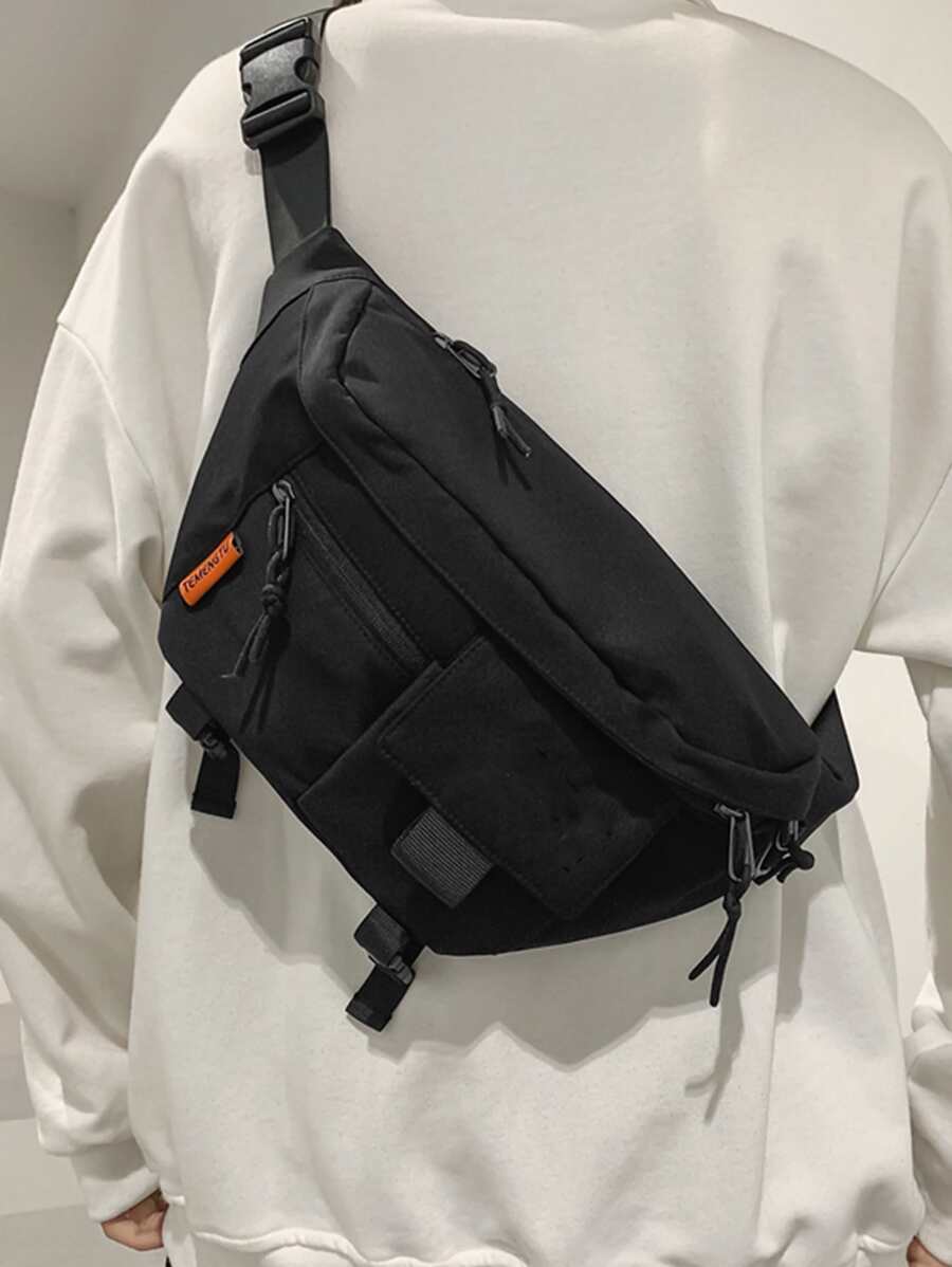 Large Capacity Knot Decor Bum Bag - Black - View 1