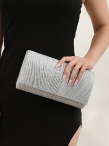 Glamorous And Fashionable Glittering Pleated Clutch Bag