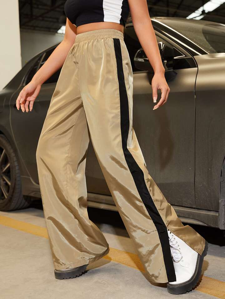 SHEIN Coolane 伸縮性ウエスト コントラストサイドシーム