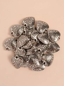 20 piezas Colgante DIY grabado con corazón - Plateado - Ver 2