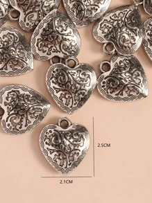 20 piezas Colgante DIY grabado con corazón - Plateado - Ver 3
