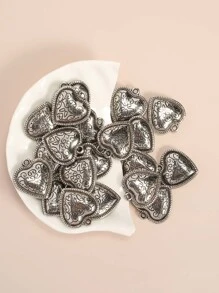 20 piezas Colgante DIY grabado con corazón - Plateado - Ver 4